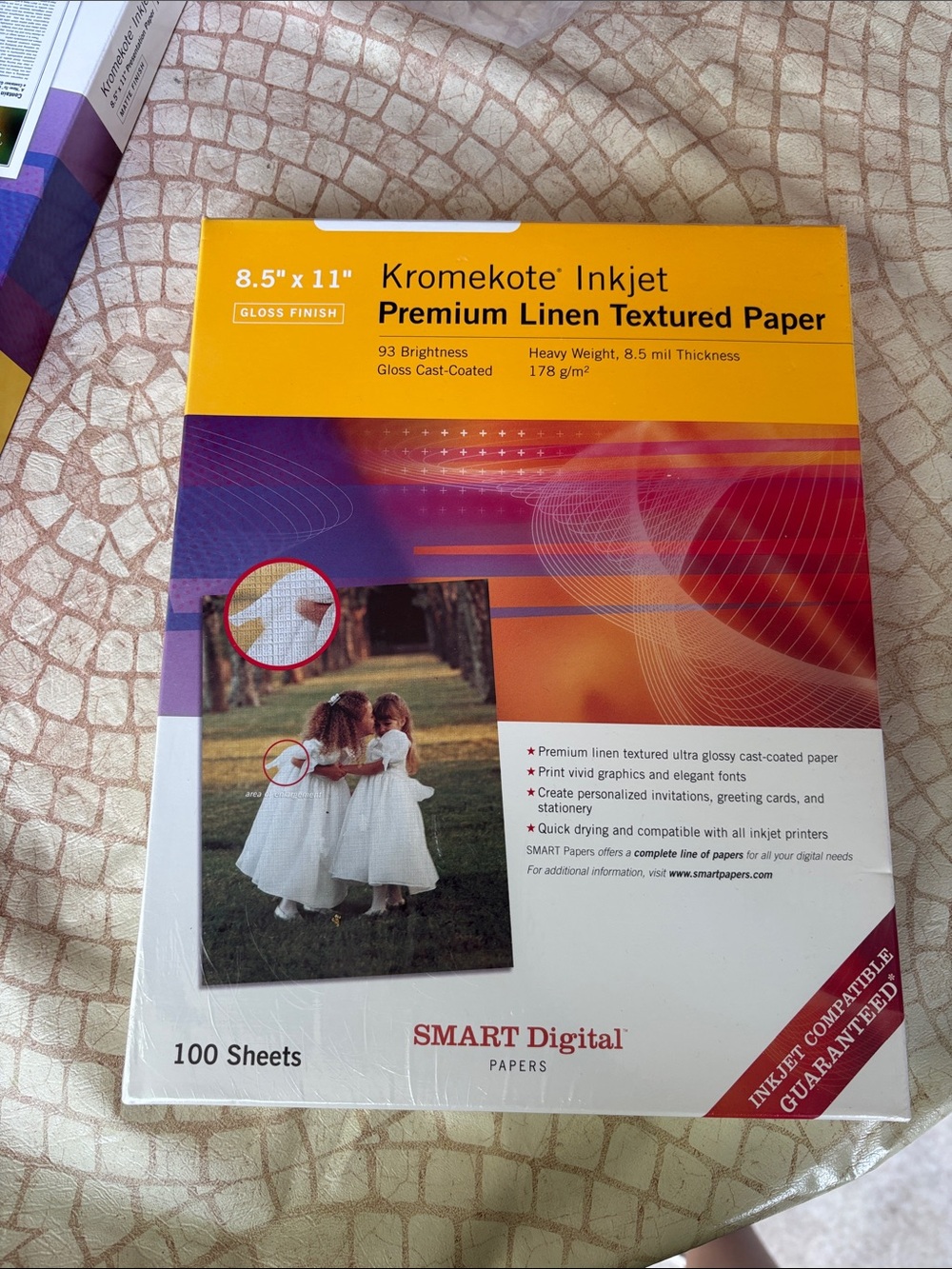Inkjet Premium Linen Textured Paper - White (100 Sheets)